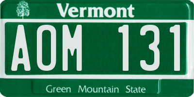 VT license plate AOM131