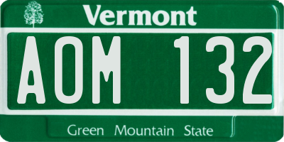 VT license plate AOM132