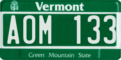 VT license plate AOM133