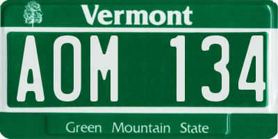 VT license plate AOM134