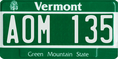 VT license plate AOM135