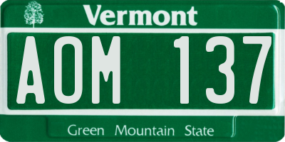 VT license plate AOM137
