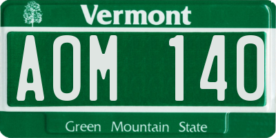 VT license plate AOM140