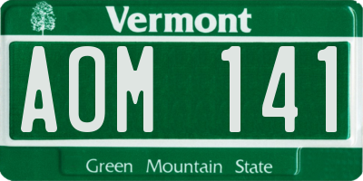 VT license plate AOM141