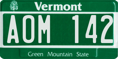 VT license plate AOM142