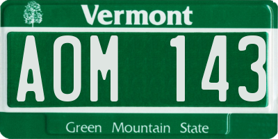 VT license plate AOM143