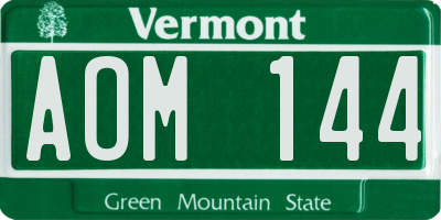 VT license plate AOM144