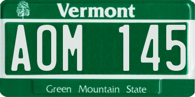 VT license plate AOM145