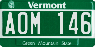 VT license plate AOM146