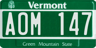 VT license plate AOM147