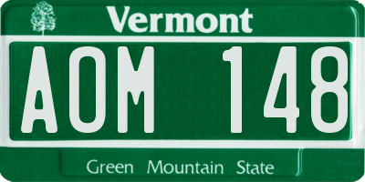 VT license plate AOM148