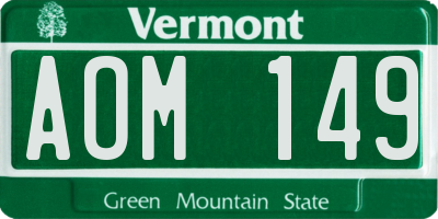 VT license plate AOM149