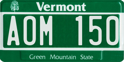 VT license plate AOM150