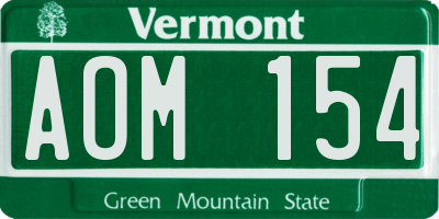 VT license plate AOM154
