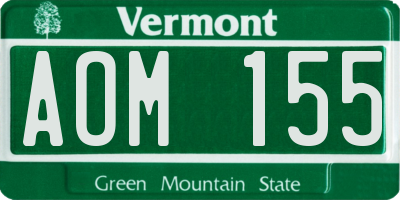 VT license plate AOM155