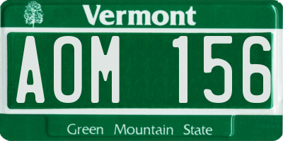 VT license plate AOM156