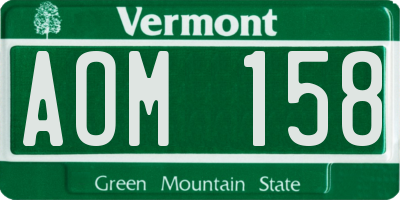 VT license plate AOM158