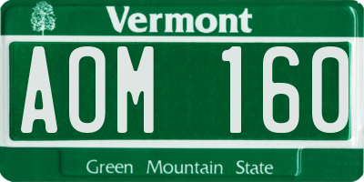 VT license plate AOM160