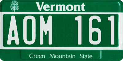 VT license plate AOM161