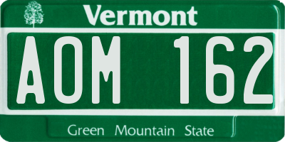 VT license plate AOM162
