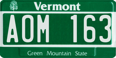 VT license plate AOM163