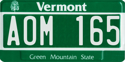 VT license plate AOM165