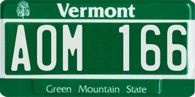 VT license plate AOM166