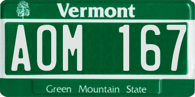VT license plate AOM167