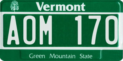 VT license plate AOM170
