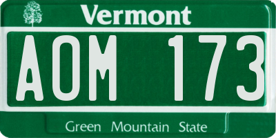 VT license plate AOM173