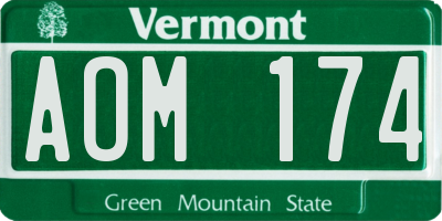 VT license plate AOM174