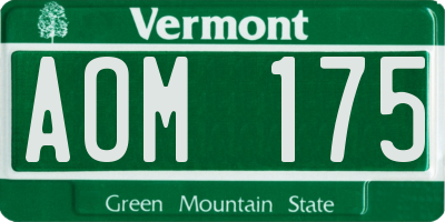 VT license plate AOM175