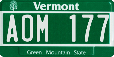 VT license plate AOM177