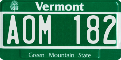 VT license plate AOM182