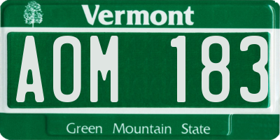 VT license plate AOM183
