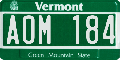 VT license plate AOM184