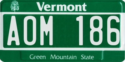 VT license plate AOM186