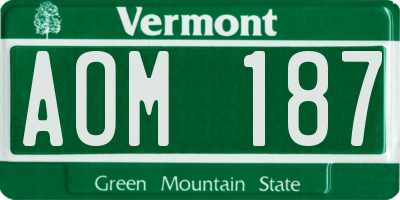 VT license plate AOM187