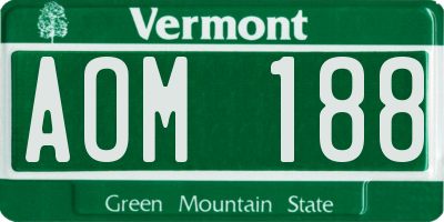VT license plate AOM188