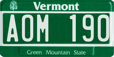 VT license plate AOM190