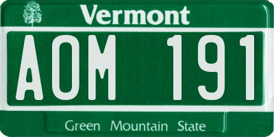 VT license plate AOM191