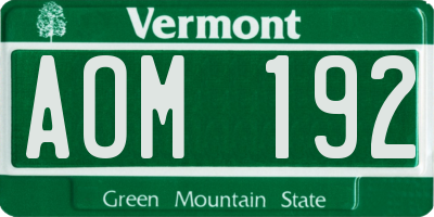 VT license plate AOM192