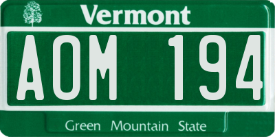 VT license plate AOM194