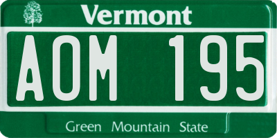VT license plate AOM195