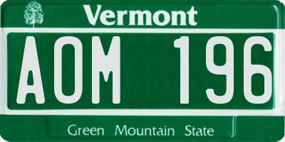VT license plate AOM196