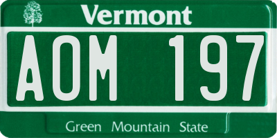 VT license plate AOM197