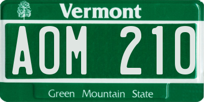VT license plate AOM210