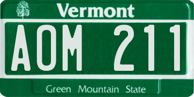 VT license plate AOM211