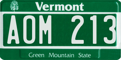 VT license plate AOM213