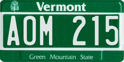 VT license plate AOM215